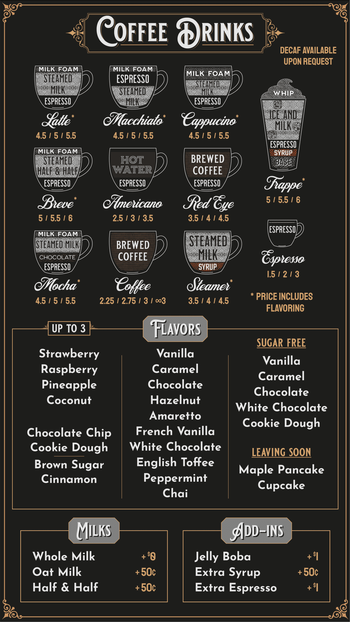 Menu The Cozy Corner Official Site