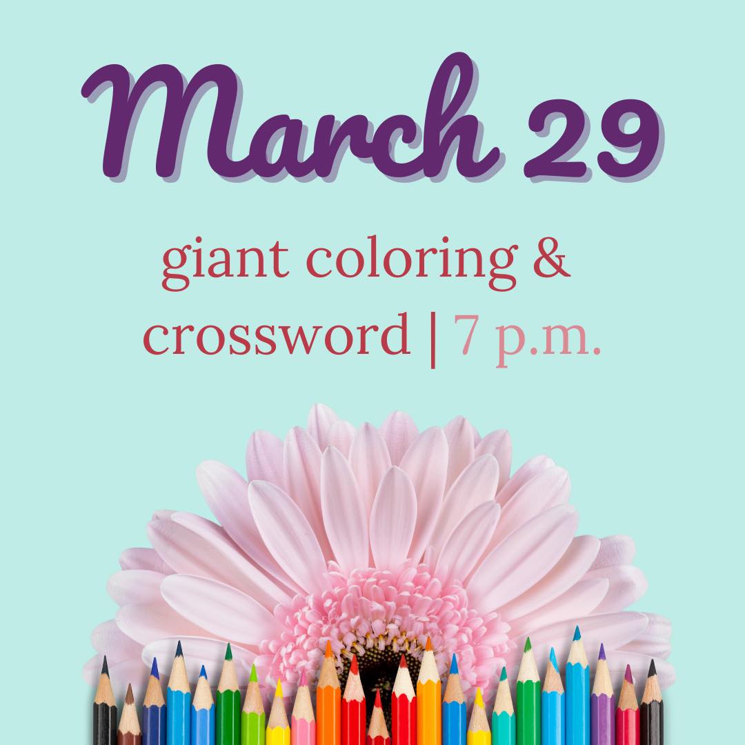 giant coloring and mazes on March 29, running all day